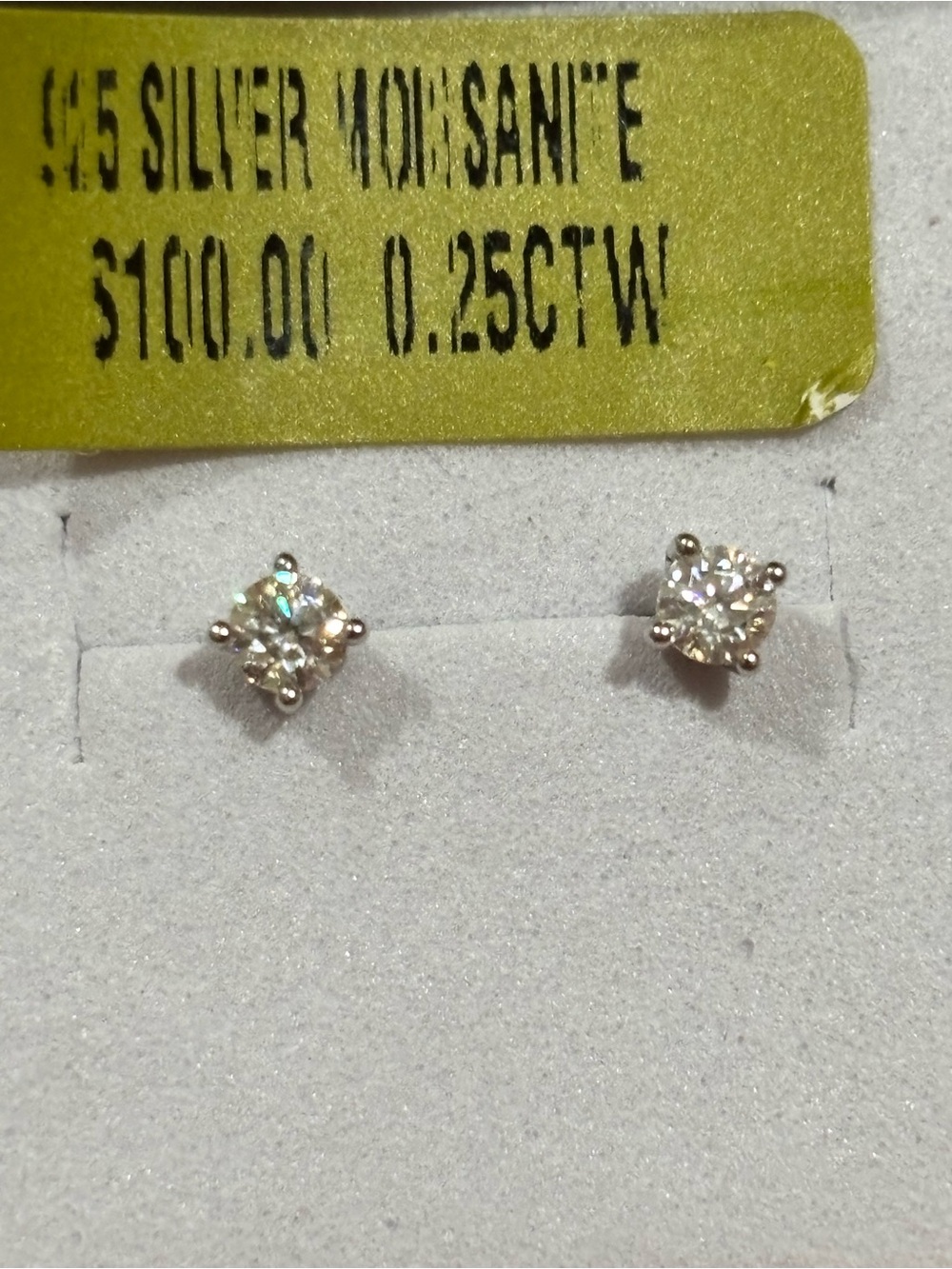925 Sterling Silver moissanite Stud Earrings